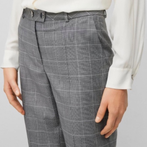 Hugo Boss Tamata Wool Glenn Plaid 50494439 Grey Windowpane Cropped Trousers 10 - Picture 3 of 16